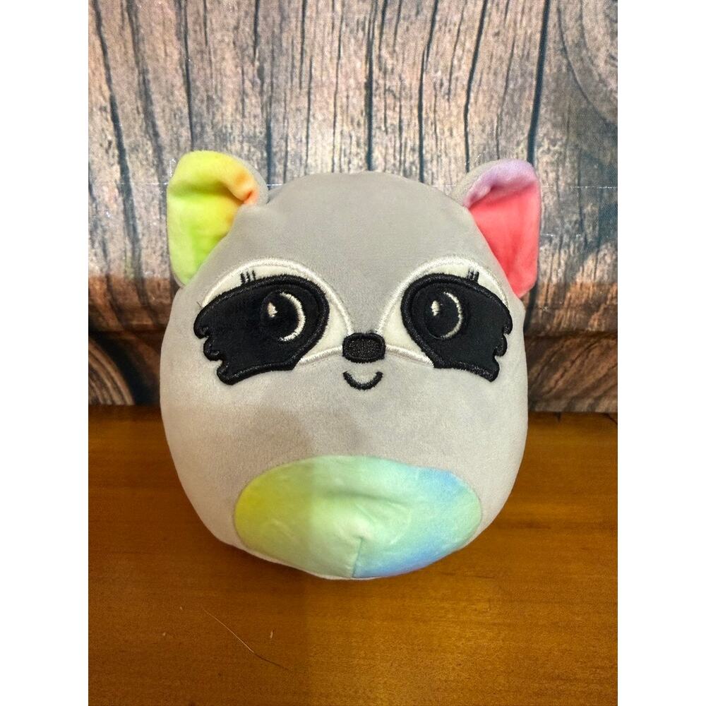 Squishmallows Max the Raccoon 5” Plush Toy Gray‎ Rainbow Belly